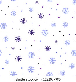 Light Blue, Red vector seamless layout with bright snowflakes. Glitter abstract illustration with crystals of ice. Pattern for design of fabric, wallpapers.