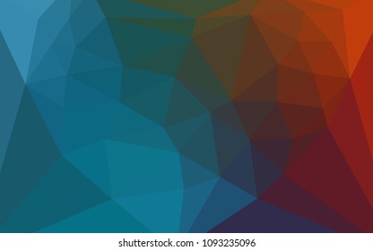 Light Blue, Red vector shining triangular layout with a heart in a centre. Colorful illustration with gradient. New template for your brand book.