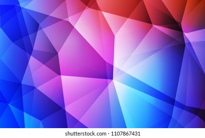 Light Blue, Red vector shining triangular cover. Creative illustration in halftone style with triangles. Completely new template for your banner.