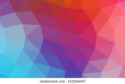Light Blue, Red vector shining hexagonal shining triangular. A vague abstract illustration with gradient. The textured pattern can be used for background.
