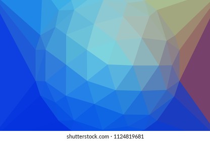Light Blue, Red vector shining triangular cover with a gem in a centre. Illustration in halftone style with triangles. Textured pattern for your backgrounds.