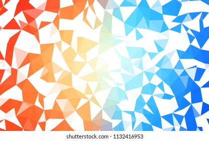 Light Blue, Red vector shining triangular backdrop. Triangular geometric sample with gradient.  Triangular pattern for your design.