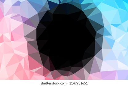 Light Blue, Red vector shining hexagonal background. Geometric illustration in Origami style with gradient.  The best triangular design for your business.