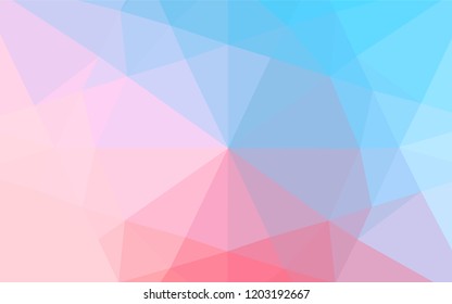 Light Blue, Red vector shining hexagonal pattern. Triangular geometric sample with gradient.  Brand new design for your business.