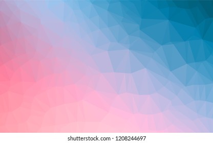 Light Blue, Red vector shining hexagonal pattern. Triangular geometric sample with gradient.  Brand new design for your business.