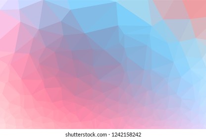 Light Blue, Red vector shining hexagonal pattern. Shining illustration, which consist of triangles. The template can be used as a background for cell phones.