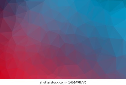 Light Blue, Red vector shining triangular background. Shining illustration, which consist of triangles. New texture for your design.