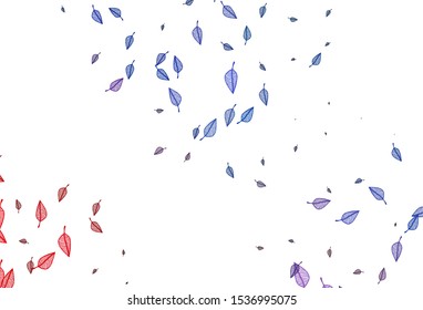 Light Blue, Red vector sketch texture. Pattern with gradient colorful leaves in natural style. Doodle design for your web site.