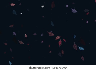 Light Blue, Red vector sketch layout. Doodle illustration of leaves in Origami style with gradient. New template for your brand book.