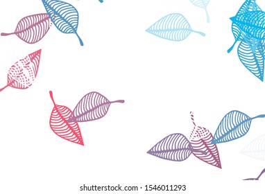 Light Blue, Red vector sketch cover. Abstract leaves with gradient on simple background. Pattern for heads of websites and designs.