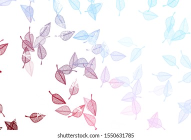 Light Blue, Red vector sketch backdrop. Abstract leaves with gradient on simple background. New template for your brand book.