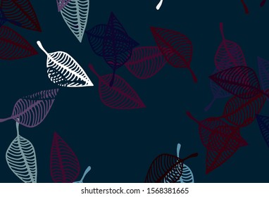 Light Blue, Red vector sketch cover. Abstract leaves with gradient on simple background. Doodle design for your web site.