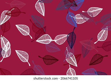 Light Blue, Red vector sketch background. New colorful illustration in doodle style with leaves. Doodle design for your web site.