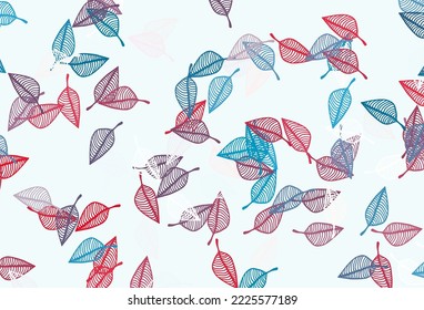 Light Blue, Red vector sketch layout. Creative illustration in simple style with leaves. New template for your brand book.