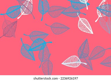 Light Blue, Red vector sketch cover. Abstract leaves with gradient on simple background. Pattern for heads of websites and designs.