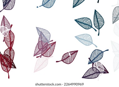 Light Blue, Red vector sketch texture. Pattern with gradient colorful leaves in natural style. Brand new design for your business.