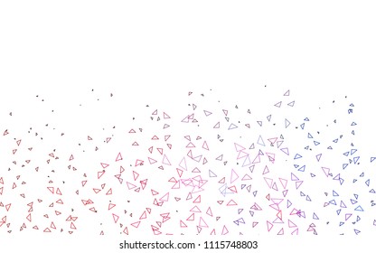 Light Blue, Red vector of small triangles on white background. Illustration of abstract texture of triangles. Pattern design for banner, poster, cover.