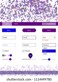 Light Blue, Red vector style guide with circles. Colorful ui/ux kit with header consisted of spheres. Beautiful layout for websites, landing pages.
