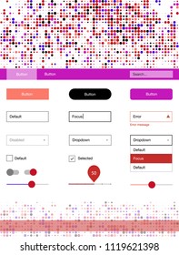Light Blue, Red vector style guide with circles. Decorative ui kit design in abstract style with colorful dots. This template you can use for landing pages.