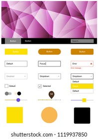 Light Blue, Red vector style guide with triangles. Colorful ui/ux kit with header consisted of triangles. This template you can use for landing pages.