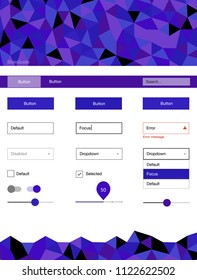 Light Blue, Red vector style guide with triangles. Modern Style guide in polygonal style with triangles. Simple colorful design for websites.
