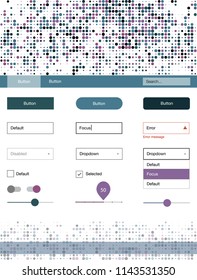 Light Blue, Red vector style guide with circles. Web ui kit with abstract gradient circles in its header. This sample is for your website.