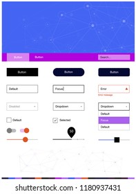 Light Blue, Red vector style guide with triangles, circles. Style guide in polygonal style with triangles, circles. Beautiful layout for websites, landing pages.
