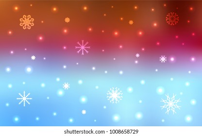 Light Blue, Red vector template with ice snowflakes. Modern geometrical abstract illustration with crystals of ice. The pattern can be used for new year ad, booklets.