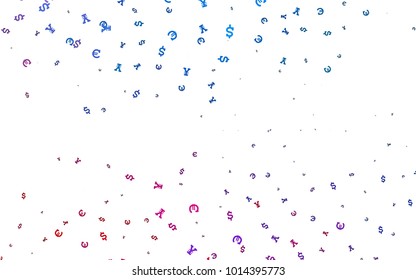 Light Blue, Red vector template with Euro, Dollar, Yen. Modern abstract illustration with symbols of money. Smart design for your business advert of economic, wealth.