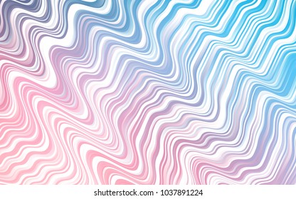 Light Blue, Red vector template with bent lines. Creative illustration in halftone marble style with gradient. Textured wave pattern for backgrounds.