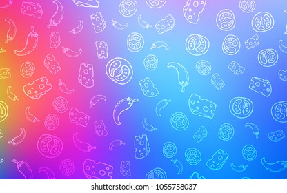 Light Blue, Red vector template with organic meal. Beautiful colored illustration with food in doodle style. Design for ad, poster, banner of cafes or restaurants.