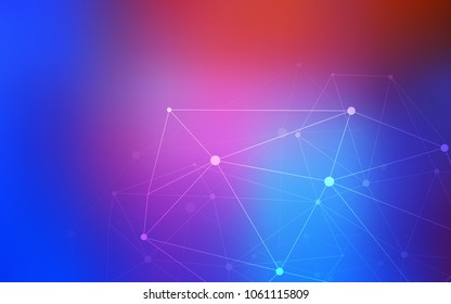 Light Blue, Red vector template with circles, triangles. Glitter abstract illustration with connection of triangle structure. Pattern can be used as texture of wallpapers.