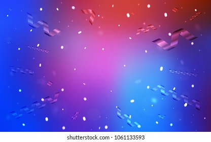 Light Blue, Red vector template with carnival confetti. Beautiful colored illustration with ribbon in celebration style. The template can be used as a background for postcards.