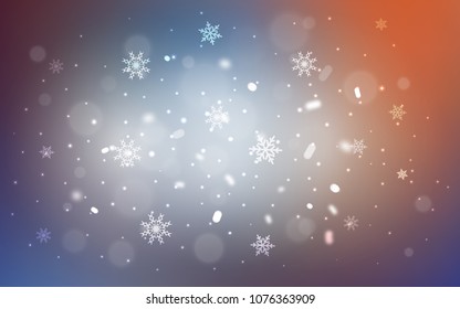 Light Blue, Red vector template with ice snowflakes. Modern geometrical abstract illustration with crystals of ice. New year design for your business advert.