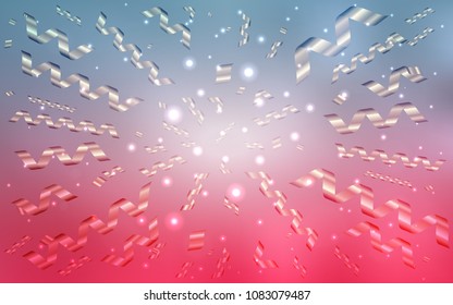 Light Blue, Red vector template with carnival confetti. Modern geometrical abstract illustration with carnival ribbons. Beautiful design for your business advert of anniversary.