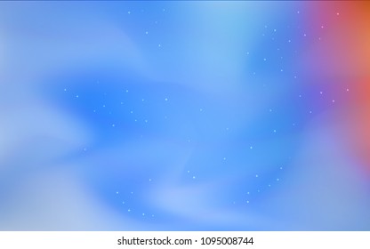 Light Blue, Red vector template with space stars. Glitter abstract illustration with colorful cosmic stars. Template for cosmic backgrounds.