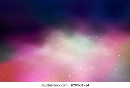 Light Blue, Red vector template with space stars. Blurred decorative design in simple style with galaxy stars. Pattern for astronomy websites.
