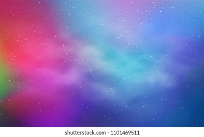 Light Blue, Red vector template with space stars. Glitter abstract illustration with colorful cosmic stars. Template for cosmic backgrounds.