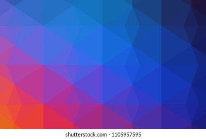 Light Blue, Red vector template with gradient triangles. Creative illustration in halftone style with triangles. Triangular pattern for your business design.