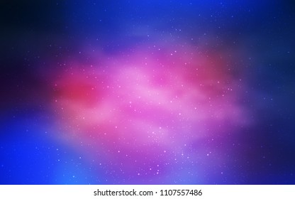 Light Blue, Red vector template with space stars. Glitter abstract illustration with colorful cosmic stars. Pattern for astrology websites.