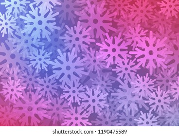 Light Blue, Red vector template with ice snowflakes. Modern geometrical abstract illustration with crystals of ice. The pattern can be used for new year ad, booklets.