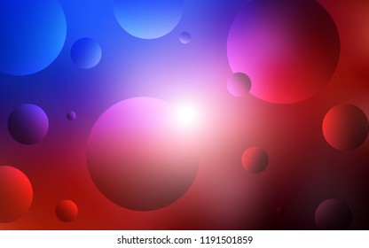 Light Blue, Red vector template with circles. Blurred decorative design in abstract style with bubbles. Pattern can be used for futuristic ad, booklets.