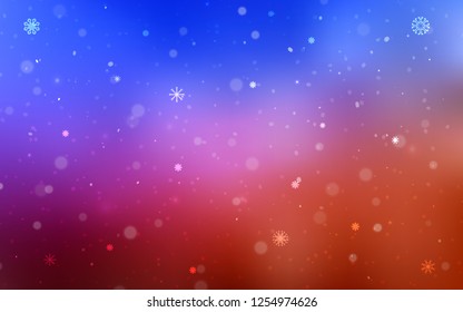 Light Blue, Red vector template with ice snowflakes. Modern geometrical abstract illustration with crystals of ice. New year design for your business advert.