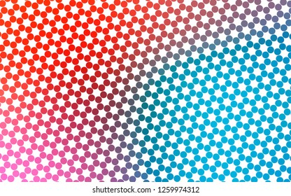 Light Blue, Red vector template with circles. Glitter abstract illustration with blurred drops of rain. Pattern for ads, booklets.