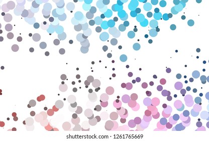 Light Blue, Red vector template with spots. Modern abstract illustration with colorful water drops. Design for posters, banners.
