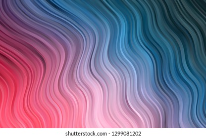 Light Blue, Red vector template with lines, ovals. A vague circumflex abstract illustration with gradient. Textured wave pattern for backgrounds.