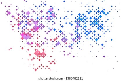 Light Blue, Red vector template with sky stars. Glitter abstract illustration with colored stars. Best design for your ad, poster, banner.