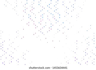 Light Blue, Red vector template with EUR, JPY, GBP. Colored symbols of all currency on white background. The pattern can be used for financial, investment websites.