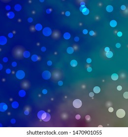 Light Blue, Red vector template with circles, stars. Abstract design in gradient style with bubbles, stars. Design for your commercials.