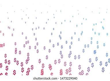 Light Blue, Red vector template with Dollar. Colored symbols of all currency on white background. Best design for your ad, poster, banner of money.
